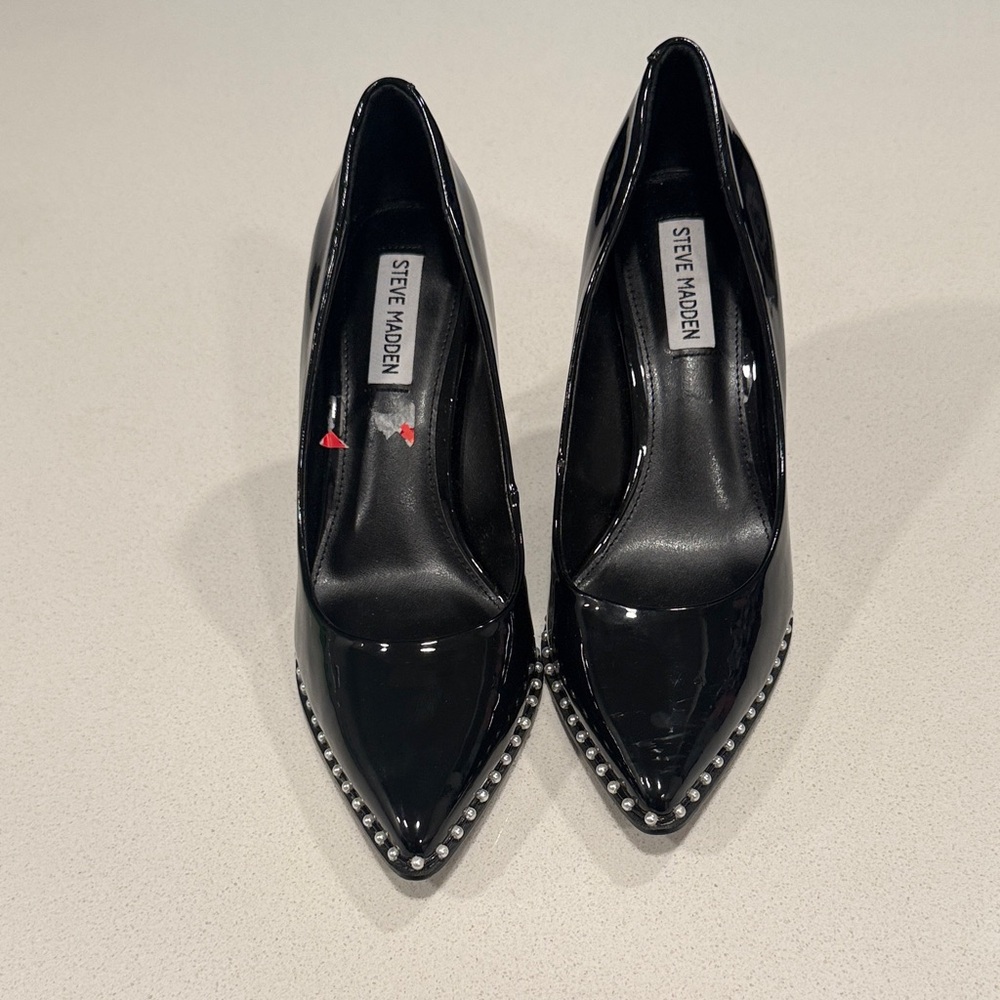 Steve Madden Black Patent Studded Heels